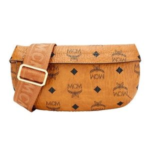 Mcm Unisex's cognac logo pouch / belt bag / crossbody bag